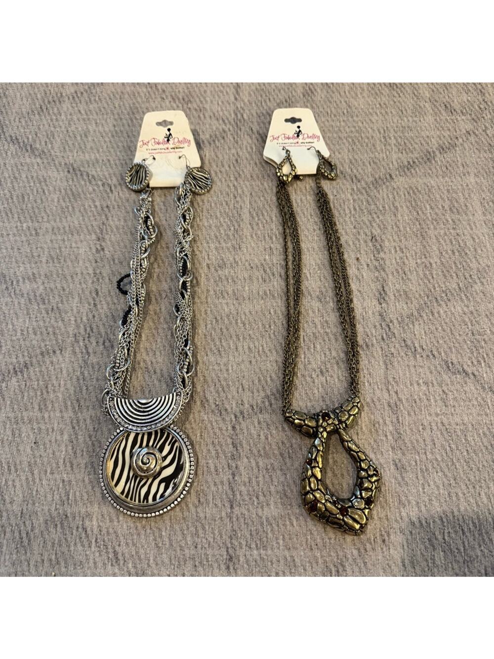 Silver and Gold Statement Necklace Set